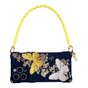 唯美蝴蝶手腕mate60pro手机壳链条17Promax适用小米荣耀华为苹果iPhone16防摔斜挎nova14挂绳magic6保护套15x