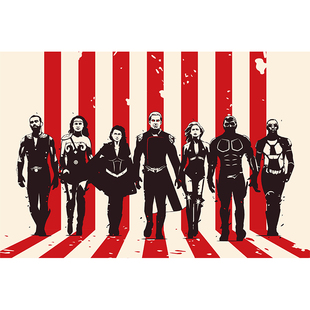 玄色黑袍纠察队士兵男孩祖国人海报玄关装饰画客厅挂画油画相框