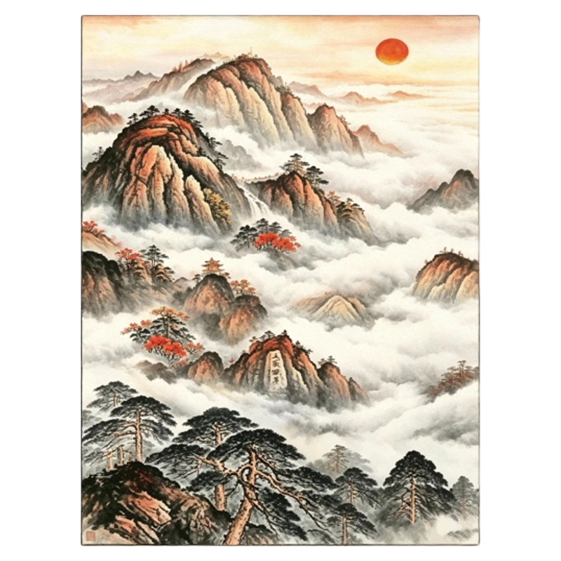 墨野集《山水云海》泰山日出油画