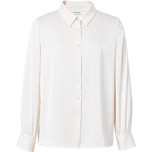 红袖outlets秋季2024新款女装翻领职场通勤缎面衬衫hopeshow