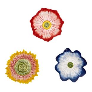 现 纽约下城公园进口视如珍宝罂粟葵花勿忘我亮釉鲜花小碟组