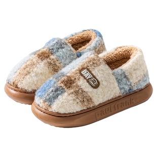 大嘴猴棉鞋女款月子鞋2025新款加绒保暖厚底家居冬季毛毛绒拖鞋男