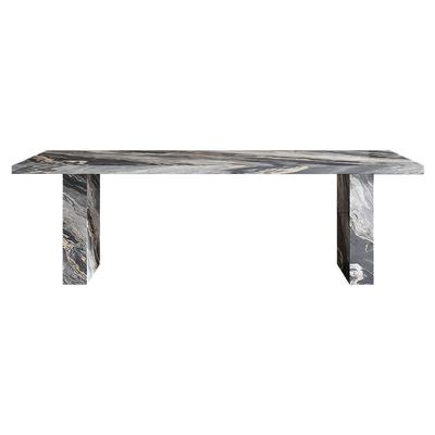 宫殿威仪威尼斯棕岩板餐桌椅组合长条桌轻奢高级感家用长方形餐桌