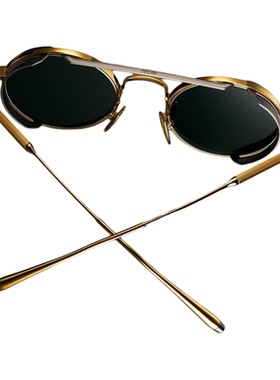 AKONI 18K镀金ERIS双梁圆框墨镜太阳镜近视眼镜架 目下上海北京