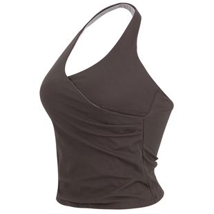 云端贝壳带胸垫运动背心女防震训练瑜伽内衣外穿挂脖美背健身上衣