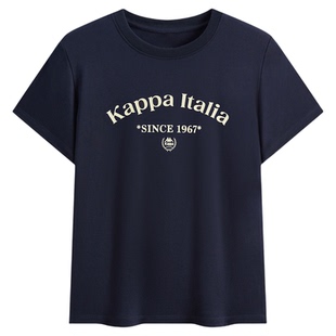 Kappa卡帕2026新款街头休闲风短袖T恤女字母标语印花纯棉上衣百搭