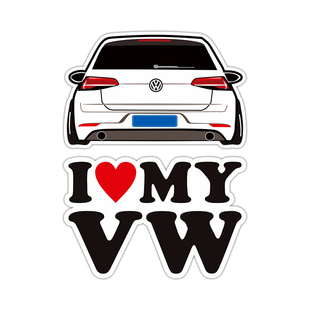 大众GTI汽车贴纸VW反光英文贴高尔夫7低趴个性车贴JDM装饰贴花