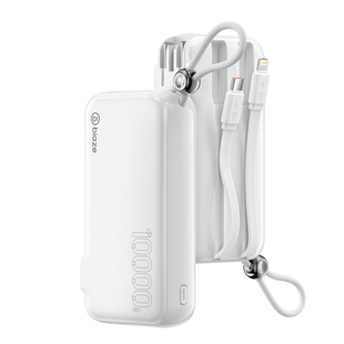 毕亚兹充电宝大容量三合一20000毫安自带线带插头新款超薄小巧便携快充移动电源适用华为苹果17专用可上飞机