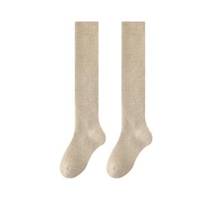 羊毛小腿袜女秋冬季加绒加厚款保暖半腿半筒长袜女士羊毛长筒袜子