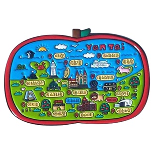 小红书同款烟台苹果地图冰箱贴烟台旅游文创纪念品金属冰箱贴送人