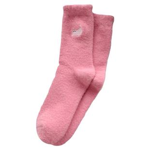 冬季长款袜子女加绒保暖加厚秋冬可爱中筒袜长筒粉色毛茸茸澳绒