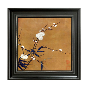 法式中国风花鸟客厅装饰画餐厅复古两联挂画宋代美学玄关走廊壁画