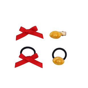 新年发饰女童红色小号蝴蝶结金元宝发夹过年头饰儿童夹子喜庆发圈