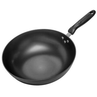 加厚无涂层家用铸铁炒菜锅平底炒锅大锅老式铁锅不粘锅燃气灶适用