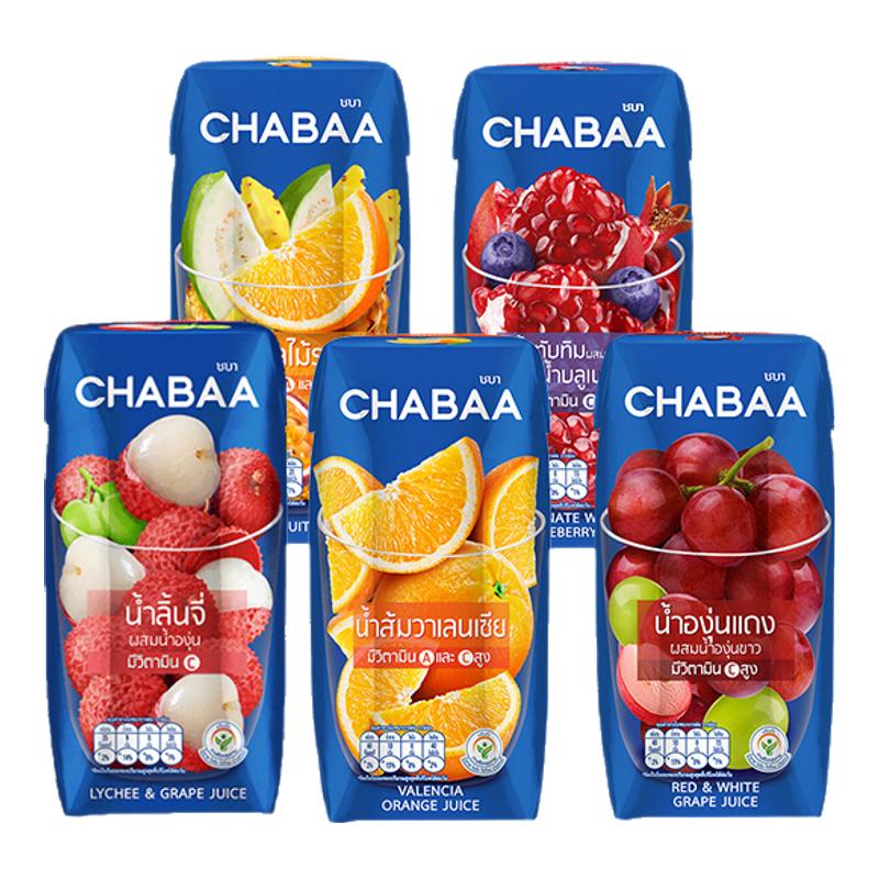 泰國進(jìn)口CHABAA恰芭40%真果汁180ml*12瓶荔枝橙汁石榴葡萄飲料