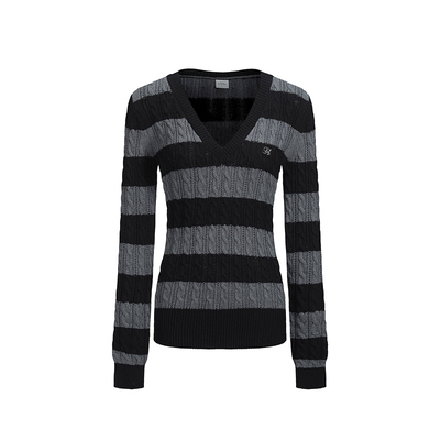 【免费试穿】美式复古条纹针织衫