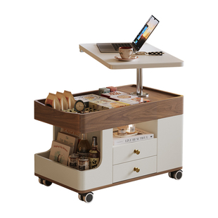 可移动茶几小推车客厅家用小户型2025新款多功能储物升降岩板茶几