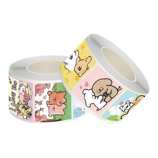 【大图释官方授权】2000贴线条小狗卷卷贴卡通可爱女孩儿童diy自粘装饰素材手机壳水杯防水封口贴标签贴画纸