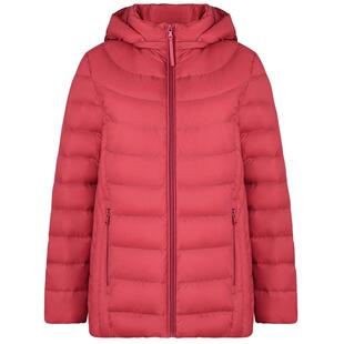 鸭鸭轻薄羽绒服女中长款2024新款修身时尚简约连帽显瘦大码外套K