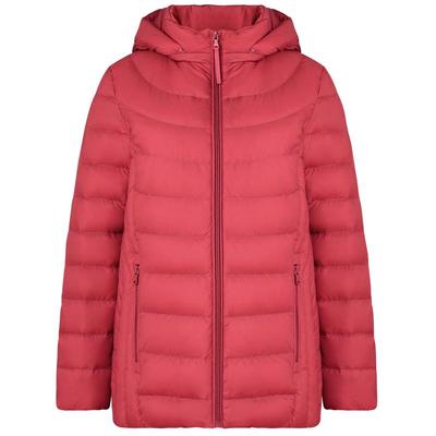 鸭鸭简约中长款连帽轻薄羽绒服