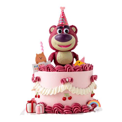 韩式ins风烘焙蛋糕装饰可爱戴生日帽草莓熊摆件儿童派对甜品插件