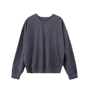 第四区 老钱风长袖T恤男士2026新款高级感亨利领春季宽松休闲上衣