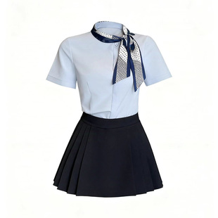 足浴技师工作服女新款高端酒店足疗店桑拿按摩沐足衬衫百褶裙套装