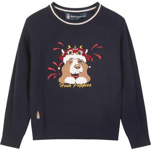 暇步士童装女童线衣25秋冬新品中大童圆领套头儿童毛衣新年款毛衣