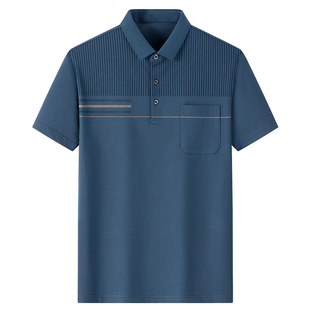 啄木鸟爸爸t恤男士短袖夏季中年男装宽松有口袋polo衫上衣服夏装