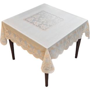 奢华金色桌布防水免洗pvc蕾丝欧式餐桌布正方形茶几布方盖布家用