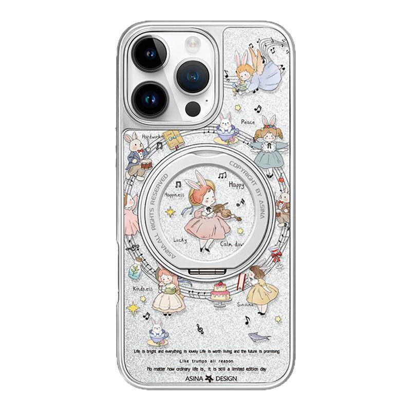 音乐舞会适用苹果17Promax手机壳新款iPhone16Pro磁吸带支架保护套支点ip15可爱高级感好看的13pm全包网红女