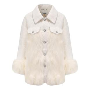 tanni秋冬新品狐狸毛皮草小香风奢华优雅外套TL31FU008A