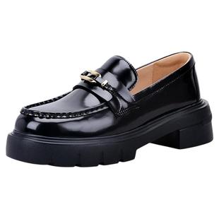 【小羊皮】星期六真皮女鞋春秋季复古英伦休闲乐福鞋厚底女士单鞋