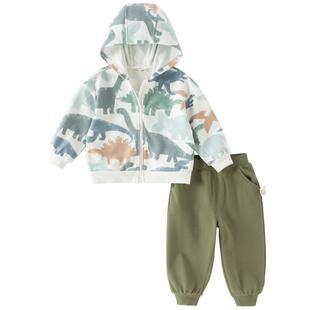 戴维贝拉男童运动连帽卫衣套装女童宝宝2026春装新款儿童外套裤子