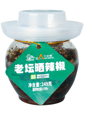 湖南特产老坛晒辣椒风味豆豉下饭菜即食拌饭酱腌辣椒罐装农家微辣