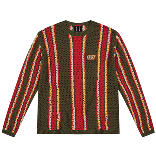 MEDM 多色条纹透气圆领休闲毛衣老钱风复古慵懒宽松男女针织衫秋