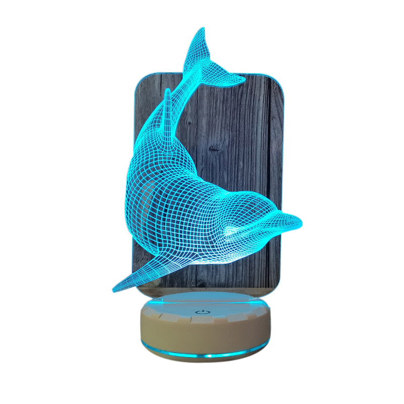 海豚3d小夜灯桌面摆件装饰台灯