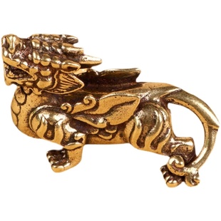 复古纯黄铜创意摆件挂件獬豸貔貅桌面办公室家居装饰礼品手把件