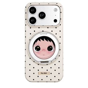 kaia奶黄可爱波点星星眼小玉yuy适用苹果17promax手机壳iphone16pro新款16女17pro支点支架15pro防摔硬手机套