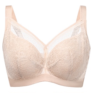 古今内衣女大胸显小软钢圈承托亲肤棉质内杯轻薄蕾丝文胸乳罩侧收