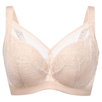 古今内衣女大胸显小软钢圈承托亲肤棉质内杯轻薄蕾丝文胸乳罩侧收