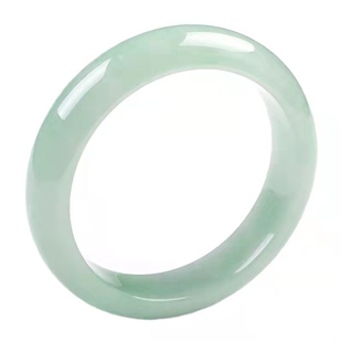 天然正品玉镯缅甸翡翠玉手镯 女款玉石浅绿玉镯子 特价包邮带证书