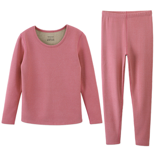 保暖内衣女士套装加厚加绒德一体羊羔绒发热无痕秋衣秋裤纯棉毛衫