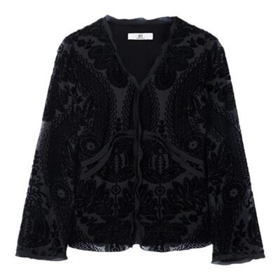 【商场同款】HPLY荷比俪2025春季新款女丝绒轻奢高级显瘦通勤上衣