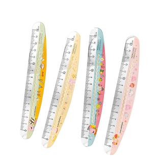 日本kokuyo国誉小猪佩奇联名弯弯波浪尺多功能直尺15cm尺子简约创意高颜值中学生绘图多功能测量刻度尺