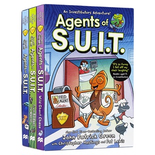 鳄鱼侦查员外传3册盒装英文原版漫画 Agents of S.U.I.T 全彩益智侦探推理爆笑故事书 中小学课外英文阅读桥梁章节书英语读物平装