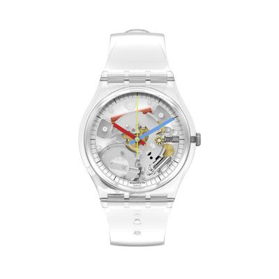 Swatch透明表带简约瑞士石英手表