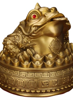 黄铜聚宝盆金蟾三足蟾蜍中式摆件