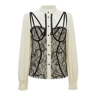 LULUALWAYS【商场同款】冬季新款优雅温柔设计感气质丝绒衬衫女