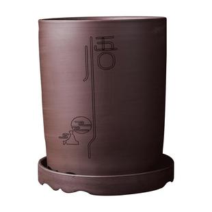 精品紫砂花盆透气小叶紫檀文竹兰花君子兰专用盆景盆家用陶瓷带拖